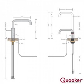 Quooker Nordic Square Twintaps inkl. pro3vaq beholder - Krom