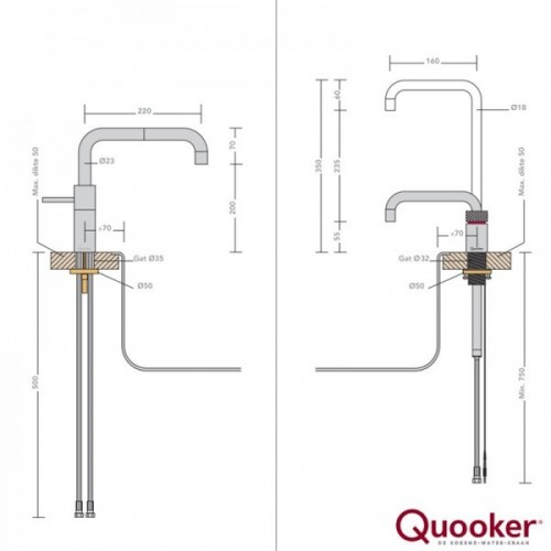 Quooker Nordic Square Twintaps inkl. pro3vaq beholder - Rustfri Stål
                        Quooker Nordic Square Twintaps inkl. pro3vaq beholder - Rustfri Stål