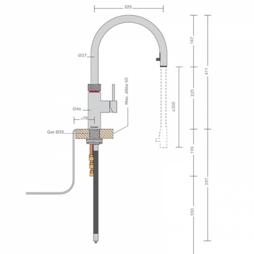 
                        Quooker Flex Rustfri Stål inkl. pro3vaq beholder - billede 3232