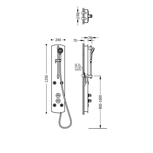 
                        Tres Brusepanel termostatstyret - billede 3286